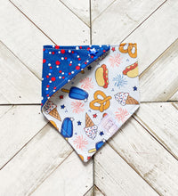 Load image into Gallery viewer, Stars Stripes &amp; Snacks Pet Bandana
