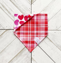Load image into Gallery viewer, Valentine&#39;s Plaid Pet Bandana
