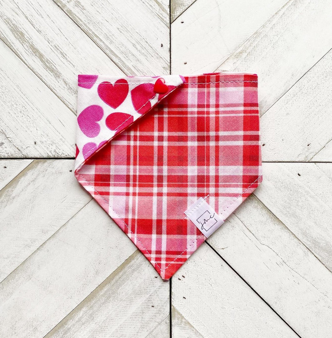 Valentine's Plaid Pet Bandana